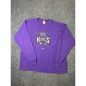 Mens Sacramento‎ Kings Purple Reebok Long Sleeve Graphic Tee, Size XXL